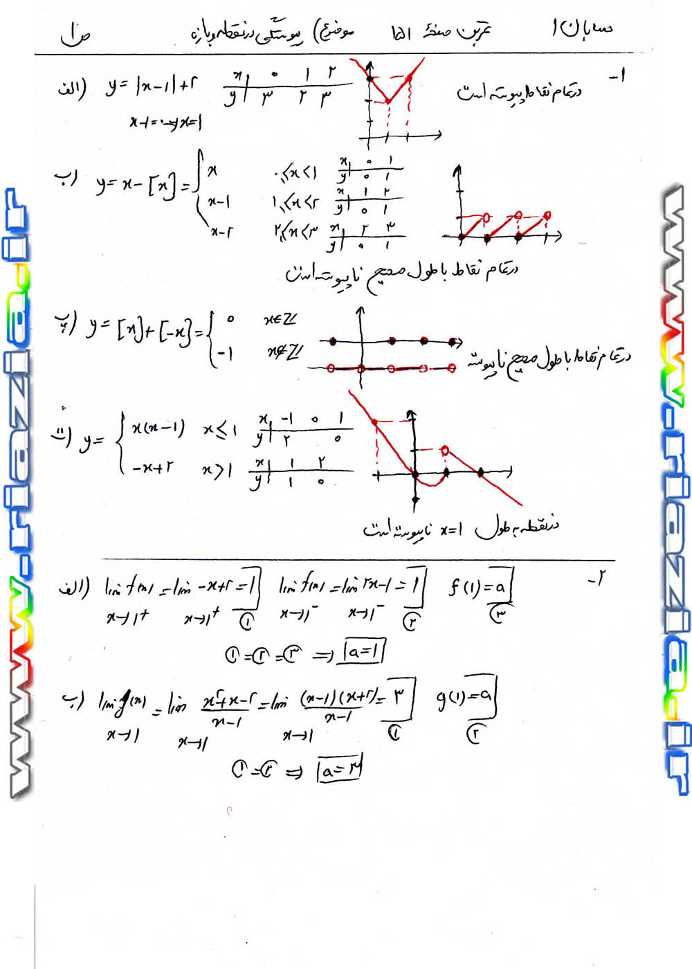 حل مسائل حسابان 1 یازدهم ریاضی صفحه 151
