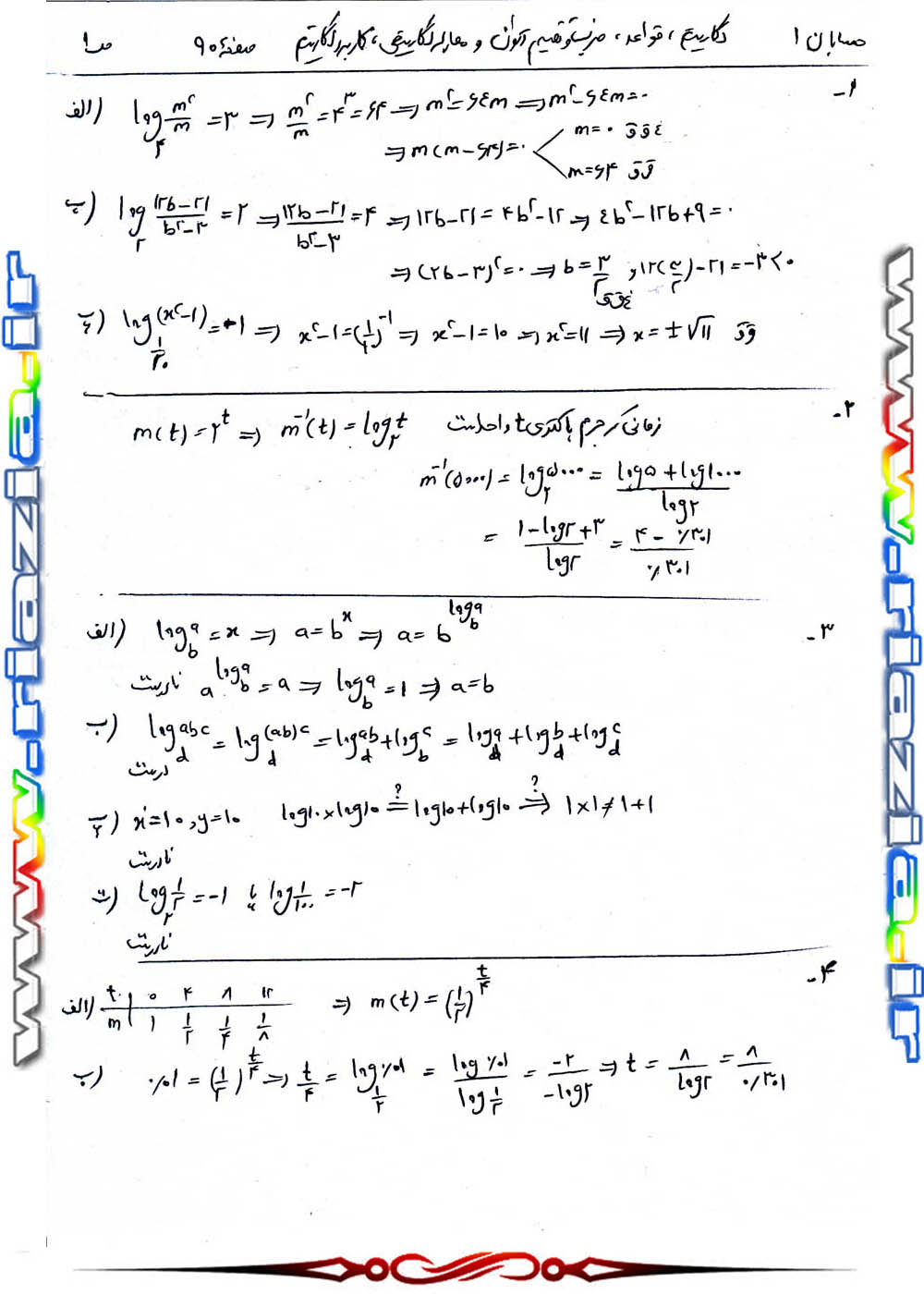 حل مسائل حسابان 1 یازدهم ریاضی صفحه 90